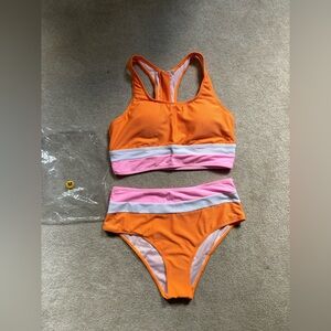 Sunikini Textured Malibu Cut Back Crop Bikini Set